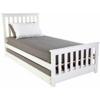 Oxford 3FT Wooden Bed Frame with Pullout Trundle Guest Bed (Frame Only) - White - White