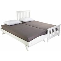 Oxford 3FT Wooden Bed Frame with Pullout Trundle Guest Bed (Frame Only) - White - White