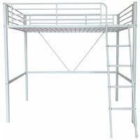 Upton High Sleeper/Study Bunk Bed Frame in White Metal Finish (Frame Only)