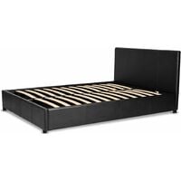 Prado Faux Leather Gas Lift Storage Bed (Frame Only) - Black, 4FT Small Double - Black