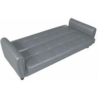 Zinc 3 Seater Faux Leather Sofa Bed with Hidden Storage - Grey