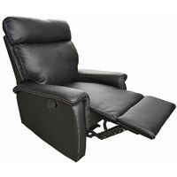 Venus PU Leather Recliner Chair in Dark Brown or Black - Black - Black
