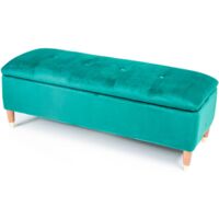 Gigi Velvet Ottoman Large Storage Bench - Emerald