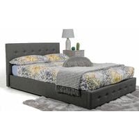 Bath Ottoman Gas Lift Fabric Storage Bed in Grey (Frame Only) - 5FT King