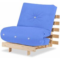 Humza Amani Luxury Natural Pine Wood Metro Futon Sofa Bed Frame and Mattress Set, 1 Seater Small Single [77cm x 196cm] - Lilac - Lilac