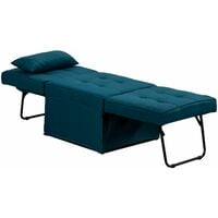 Mito 3 in 1 Travel Bed Converts into Pouffe Stool, Recliner Chair and Guest Bed - Blue
