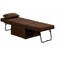 Mito 3 in 1 Travel Bed Converts into Pouffe Stool, Recliner Chair and Guest Bed - Brown