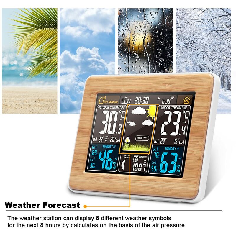 Station météo intérieure DollaTek Thermomètre hygromètre numérique LCD avec écran LCD rétroéclairé 