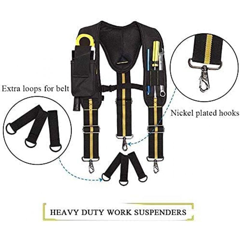 électricien et charpentier Bretelles de ceinture à outils robustes et durables réglables avec 3 points de suspension rembourrés pour menuisier 