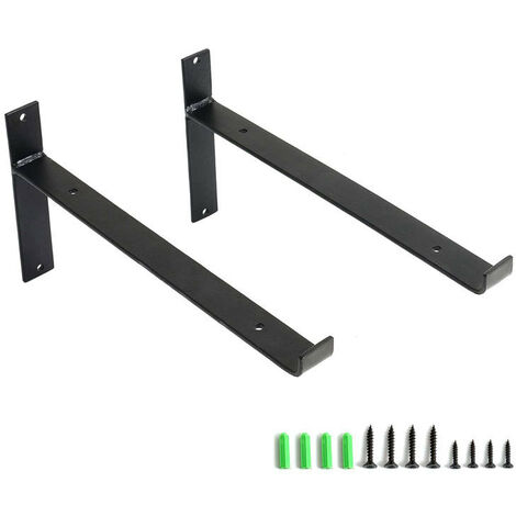 Lot de 2 supports muraux en métal robuste à angle droit pour étagère ou étagère industrielle