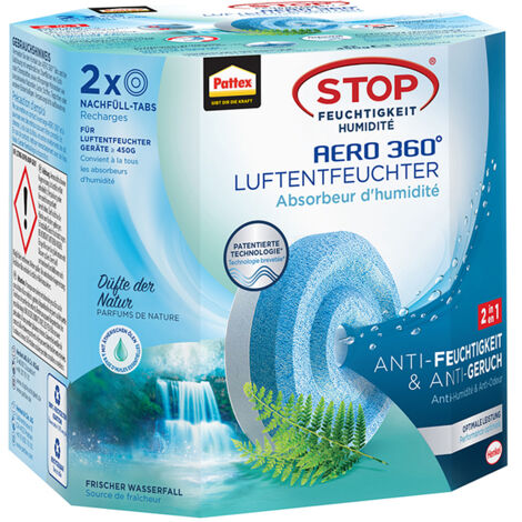 Pattex AERO 360° Luftentfeuchter Frischer Wasserfall Tabs Nachfüllpack 2 x 450 g