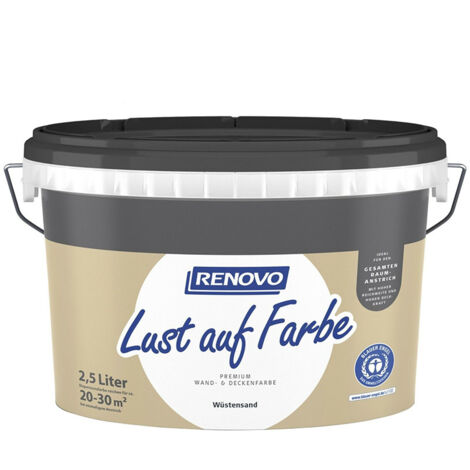 Renovo Wand-und Deckenfarbe Lust auf Farbe matt 2,5 Ltr. Wüstensand
