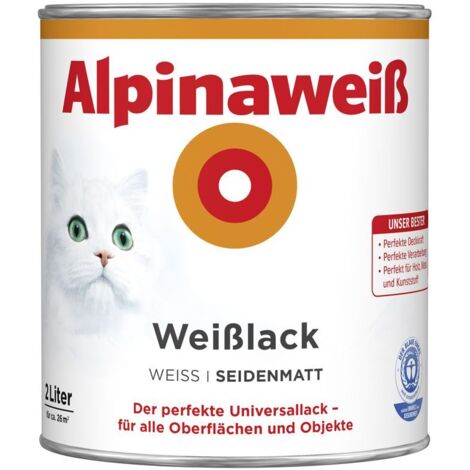 Alpinaweiß Weißlack 2 l alpinaweiß seidenmatt Lack Universallack Innen Außen