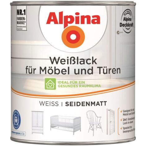 Alpina Weißlack für Möbel und Türen 750ml weiß seidenmatt Möbellack Türenlack