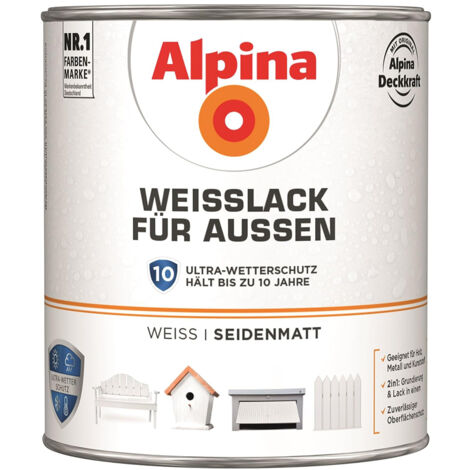 ALPINA Weißlack für Außen, seidenmatt, 750ml