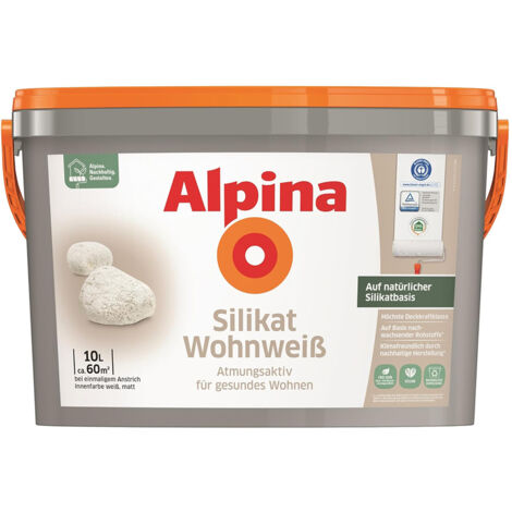 Alpina Silikat Wohnweiß 10,0 Ltr. Innenfarbe auf natürlicher Silikatbasis