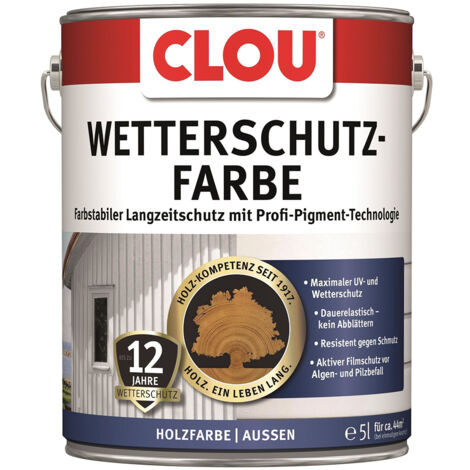 Clou Wetterschutzfarbe 5,0 Ltr. anthrazitgrau Holzschutzfarbe für Aussen