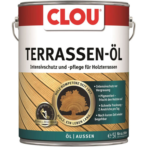 Clou Terrassenöl 5,0L Palisander Intensivschutz für Holzterrassen