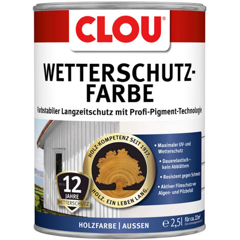 Clou Wetterschutzfarbe 2,5 Ltr. steingrau Holzschutzfarbe für Aussen