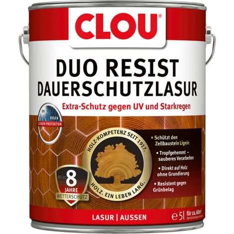 Clou Duo Resist Dauerschutzlasur 5,0 Ltr. Teak