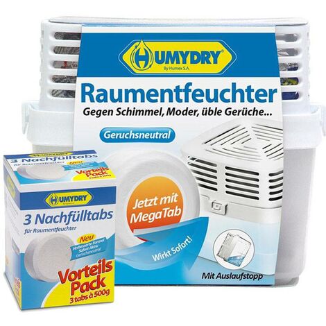 Humydry Raumentfeuchter Premium + 3 Nachfüll Tabs a 500 Gramm (1/3)