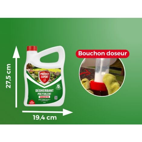 PROTECT EXPERT Désherbant Polyvalent Concentré - Effets Visibles En 3h - 2,5L - Jusqu’à 150m² Traités - Bidon Doseur PROHERBIO25N