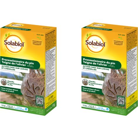 SOLABIOL Processionnaires du Pin - Traitement Choc - Efficace sur Larves et Chenilles - Jusqu'à 25L de Solution SOPIN12X2