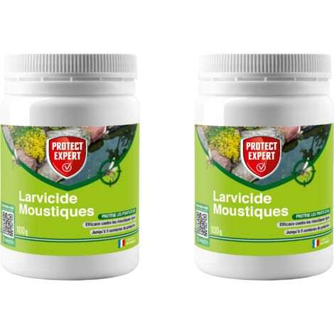 Répulsif anti larves et moustiques 2x100g – Protection jusqu'à 5 semaines – Pour points d'eau stagnante – LVGRA100NX2 – Protect Expert