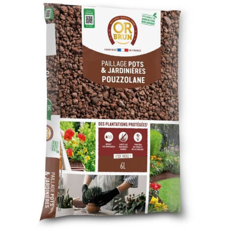 Paillage de pouzzolane 6L OBRPPOU6U – Protection des plantes – Barrière naturelle contre limaces – Limite pousse des mauvaises herbes – Or Brun