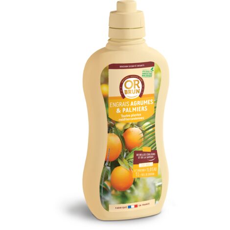 OR BRUN Engrais Agrumes & Palmiers - 1L - Fruits & Feuillage Plus Denses - Fabriqué En France - Utilisable En Agriculture Biologique OBRECLAGR1 (1/5)