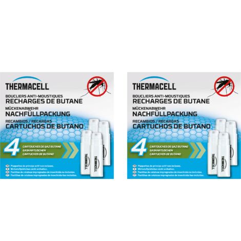 THERMACELL - Lot De 8 Cartouches de Gaz Butane Pour Bouclier Diffuseur et Lanterne Anti-Moustiques - Effet Rapide - Inodore THBUTANE4X2