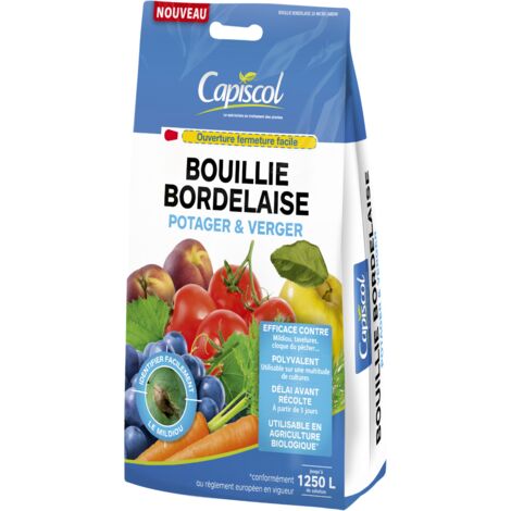 CAPISCOL Bouillie Bordelaise - 5kg - 1250L De Solution - Granulés A Dissoudre -Traitement Préventif & Traditionnel - Mildiou Tavelure Cloque Du Pêcher - Coloration Bleue BB5