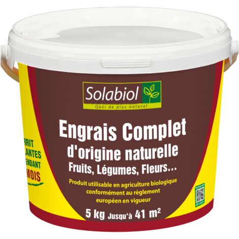 SOLABIOL Engrais Complet - 5Kg - Seau - Mini-Granulés - Epandage Facile & Sans Poussière - Double Action Starter & Nutrition Longue Durée SOCOMP5 (1/5)