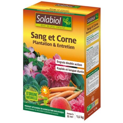 SOLABIOL SOMIX15G10N - Sang Et Corne - Etui 1,5 Kg - Effet rapide (sang) et longue durée (corne) - Utilisable en Agriculture Biologique