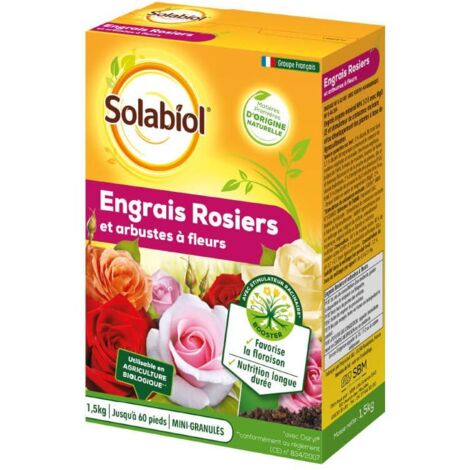 SOLABIOL Engrais Rosiers & Arbustes A Fleurs - 1,5kg - Jusqu'à 60 Pieds - Améliore La Floraison - Nutrition Longue Durée - Utilisable En Agriculture Biologique SOROSY15 (1/5)