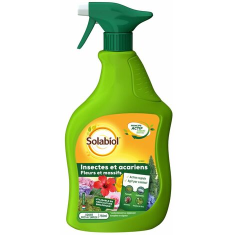 Insecticide biologique prêt-à-l'emploi 750ml – Traitement acariens et insectes – Formule à base de pyrèthre naturel – Action par contact – Solabiol - SOFAZPAL750N