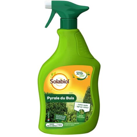Insecticide biologique pour pyrale du buis – Action choc sur larves et chenilles – Formule à base de Bacillus thuringiensis – 750 ml – Solabiol - SOPYRPAL750N