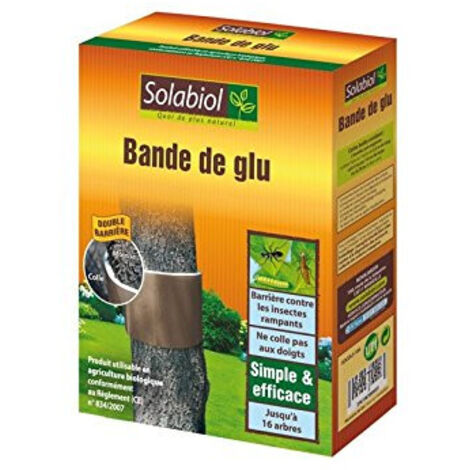 SOLABIOL 2 Bandes de Glu Anti-Insectes - 2,5m Par Bande - Barrière Physique - S'adapte À Tous Types D'Écorces - Piège À Insectes - Facile À Installer - Ne Colle Pas Aux Doigts SOCOL5N (1/3)