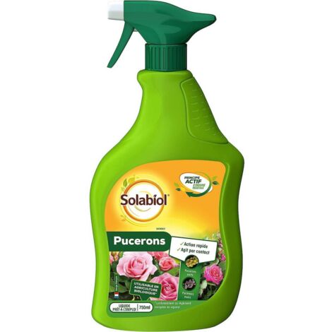 Anti pucerons prêt à l'emploi 750ml – Extraits de pyrèthre et huile de colza – Pour plantes ornementales et cultures – Utilisable en agriculture biologique – Solabiol - SOPUCPAL750N