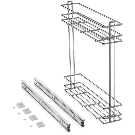 Emuca – Botellero extraíble SupraMax 150mm – Acero cromado – Capacidad 15kg – Montaje sencillo con guías de bolas (1/5)