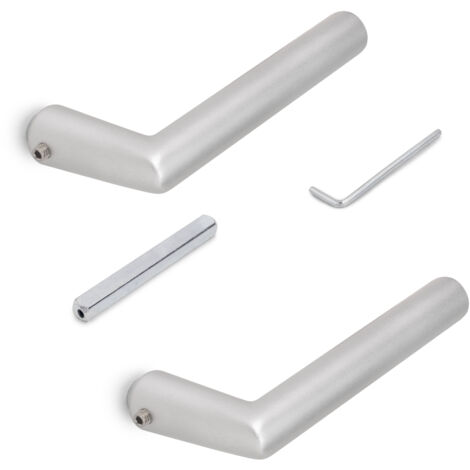 Emuca Manivelas para cerraduras de puertas de cristal de paso, forma L-R, aluminio, Acabado anodizado mate
