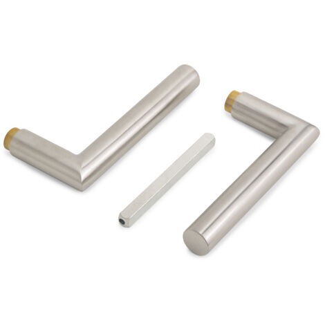 Emuca Manivelas para cerraduras de puertas de cristal de paso, forma L-R, acero inoxidable