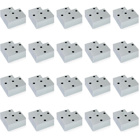 Emuca Lote de 20 pies para muebles Alumix 7, altura 30mm, Plástico, Pintado aluminio