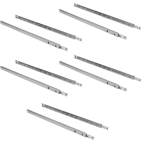 Emuca Lote de 5 juegos de guías para cajones, de bolas, altura 17mm, profundidad 374mm, extracción parcial, Cincado