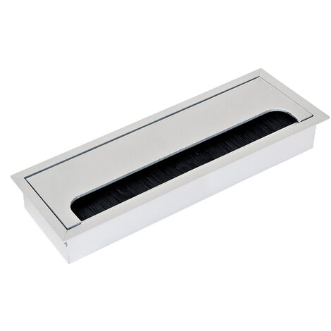 Emuca Pasacables para mesa Quadrum, rectangular, 269x80mm, para encastrar, Aluminio, Anodizado mate