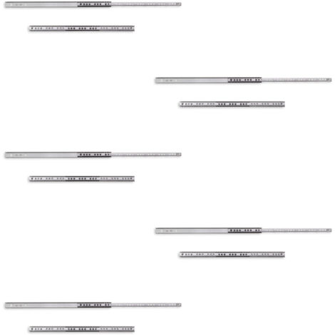 Emuca Lote de 5 juegos de guías para cajones, de bolas, altura 17mm, profundidad 310mm, extracción parcial, Cincado
