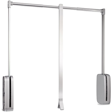 Emuca Colgador abatible para armario Sling, ancho regulable 830-1150mm, Acero y Plástico, Cromado