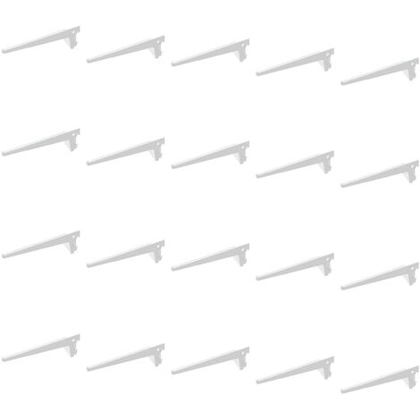 Emuca Lote de 20 soportes para estante de madera/cristal, perfil paso 50mm, longitud 200mm, Acero, Blanco (1/4)