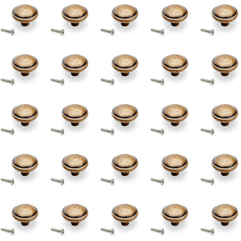 Emuca Lote de 25 pomos para mueble Massanassa, diámetro 32mm, Zamak, Bronce