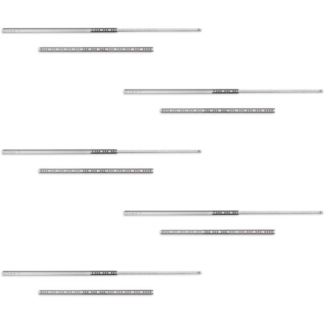 Emuca Lote de 5 juegos de guías para cajones, de bolas, altura 17mm, profundidad 438mm, extracción parcial, Cincado